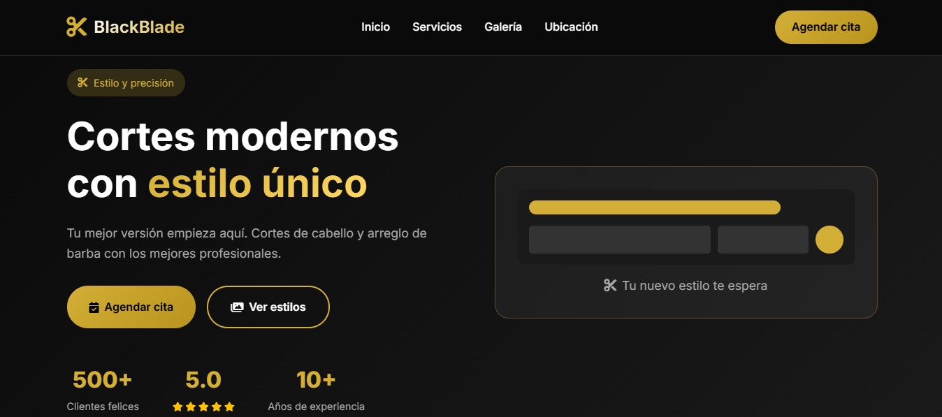 BlackBlade Barbería - Página web profesional
